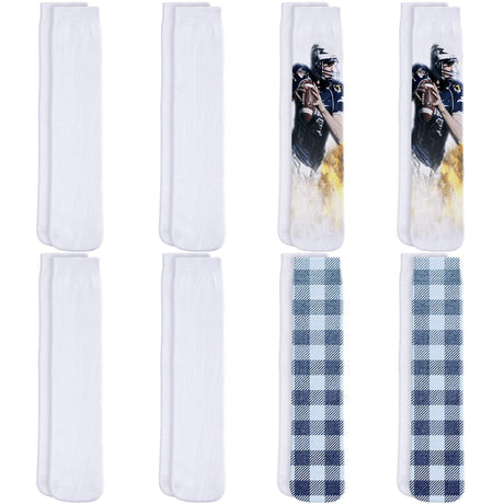 Geyoga 8 Pairs Blanks White Sublimation Socks 15.7 Inch Personalized Printable Polyester Socks Athletic Socks for Men Women Winter People DIY Gifts Personalized Socks Decoration Party Favors Geyoga