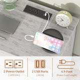 AMERLIFE Large Nightstand Set of 2 with Charging Station, Bedside Table with USB Ports and Outlets, Farmhouse Wood End Table for Bedroom, Living Room, Distressed White AMERLIFE