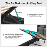 Rolanstar Bed Frame Full Size with Lift Up Storage, Charging Station & LED Lights, Upholstered Storage Headboard, Heavy Duty Wooden Slats, No Box Spring Needed, Noise Free, Easy Assembly, Black Rolanstar