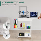 Yumkfoi 3D Printer Stand Table with Filament Storage, Foldable & Mobile 3D Printer Workstation Desk Cart with Filament Spool Holder, 3D Printer Accessories for 3D Printing Studio Home Office Workshop Yumkfoi