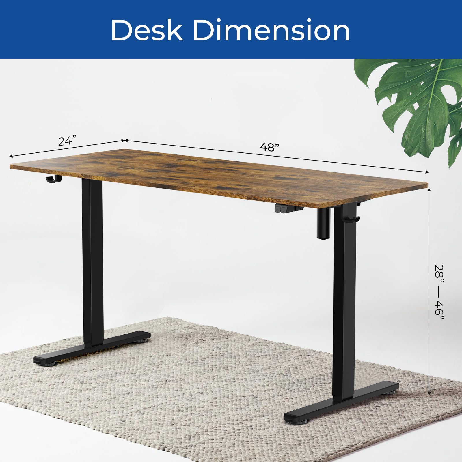 Our Modern Space Height Adjustable 48" Electric Standing Desk - Upgraded Ultra Durable Home Office Large Rectangular Computer or Laptop Sit Stand Workstation - 48 x 24 Inch - WoodArtSupply