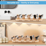 VOREN Beechwood Sunglasses Organizer Stand – Premium Eyeglass Storage Rack for 5 Pairs | Stable, No-Assembly Glasses Holder & Sunglass Display for Desk, Counter VOREN