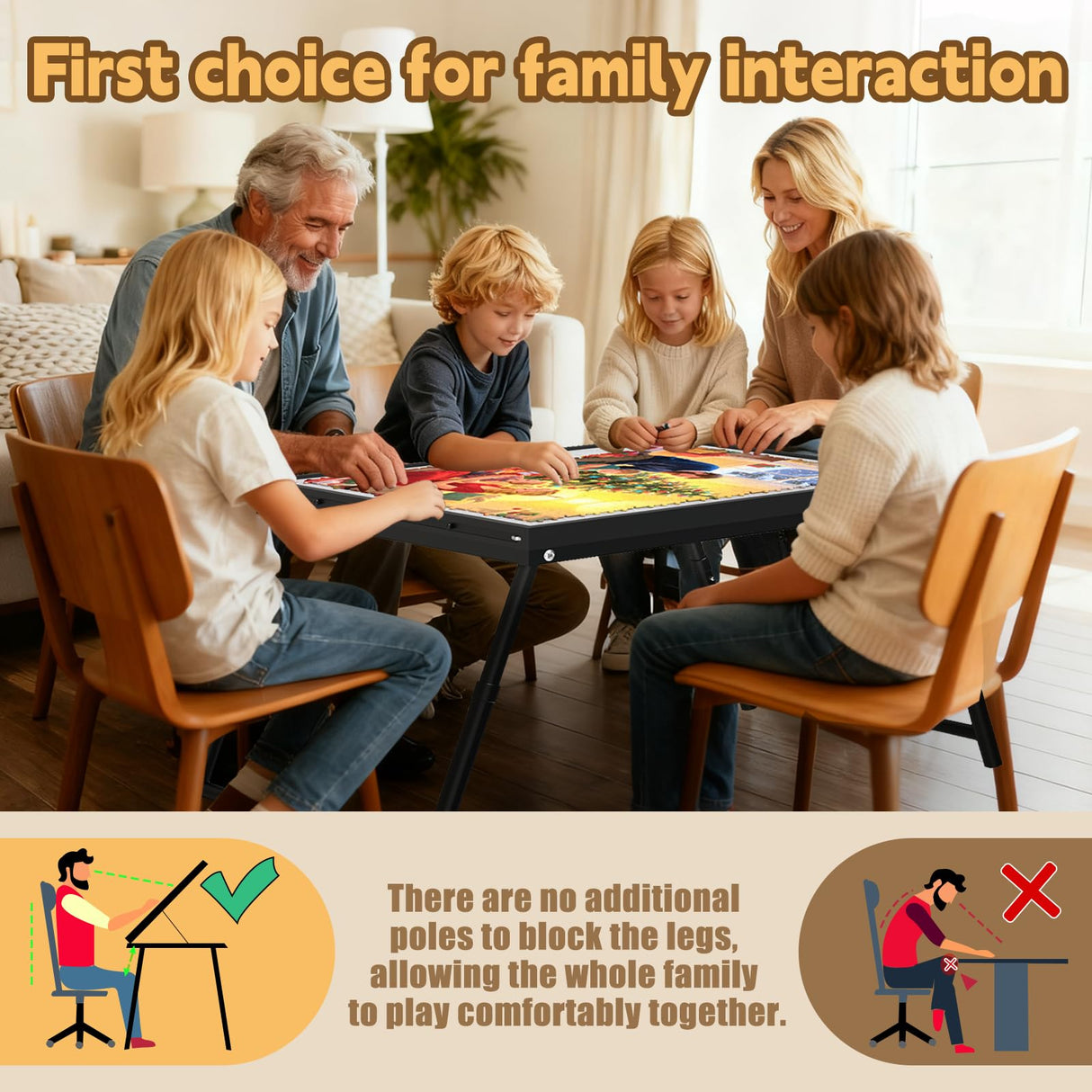 Puzzle Table 1500 Pieces, 3-in-1 Foldable Jigsaw Puzzle Table with Cover – 18” & 28” Height, 5 Angle Tilt, Metal Frame, Portable Puzzle Tables Drawers and Legs for All Ages RAGOZONERY