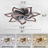Dalouguan Modern Ceiling Fan with Lights Remote Control, 32" Wood Ceiling Fan with Light, 6 Speeds 3 Light Color Low Profile Flush Mount Ceiling Fan for Kitchen Bedroom Dalouguan