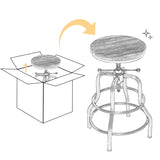 Yaheetech Industrial Bar Stool Vintage Counter Stool Rustic Counter Height Bar Stool Adjustable Metal Stool with Round Wood Seat Kitchen/Dining/Cafe Chair 20-27 Inch Tall, Brown, 1PCS Yaheetech