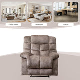 EBELLO Manual Recliner Chair, Overstuffed Reclining Sofa with Soft Padded Headrest and Armrest, Soft Fabric Single Couch for Living Room, Light Brown EBELLO