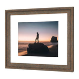 Golden State Art, 16x20 Picture Frame - Displays 11x14 Photo with Mat or 16x20 Without Mat, Wide Moulding Solid Wood Frame for Wall Display, Distressed Brown Golden State Art