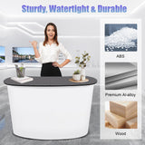 51" Portable Trade Show Counter Curved Pop Up Table Podium Salon Display Booth Corrugated Sidewalls Reception Desk Speech Stand for Checkout Exhibition Promotion Retail PalaUha