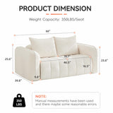 66'' Boneless Corduroy Loveseat Sofa, 2 Seater Tufted Deep Seat Couch with Rounded Armrest, Upholstered Cloud Couch for Living Room, Bedroom, No Assembly, White WUTUTUEE