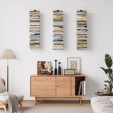 Floating Book Shelves for Wall, 8 Tier Invisible Bookshelves Heavy Duty Metal Loads 120LBS, Vertical Spine Book Tower Hanging Bookshelves, Shelves for Room Wall Mounted, 4 Pack Black Wawocs