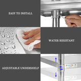 STABLEINK NSF Stainless Steel Table, 24 x 48 Inches Metal Prep & Work Table with Adjustable Undershelf, for Commercial Kitchen, Restaurant, Hotel and Garage，Stainless Steel prep Table Work Table STABLEINK