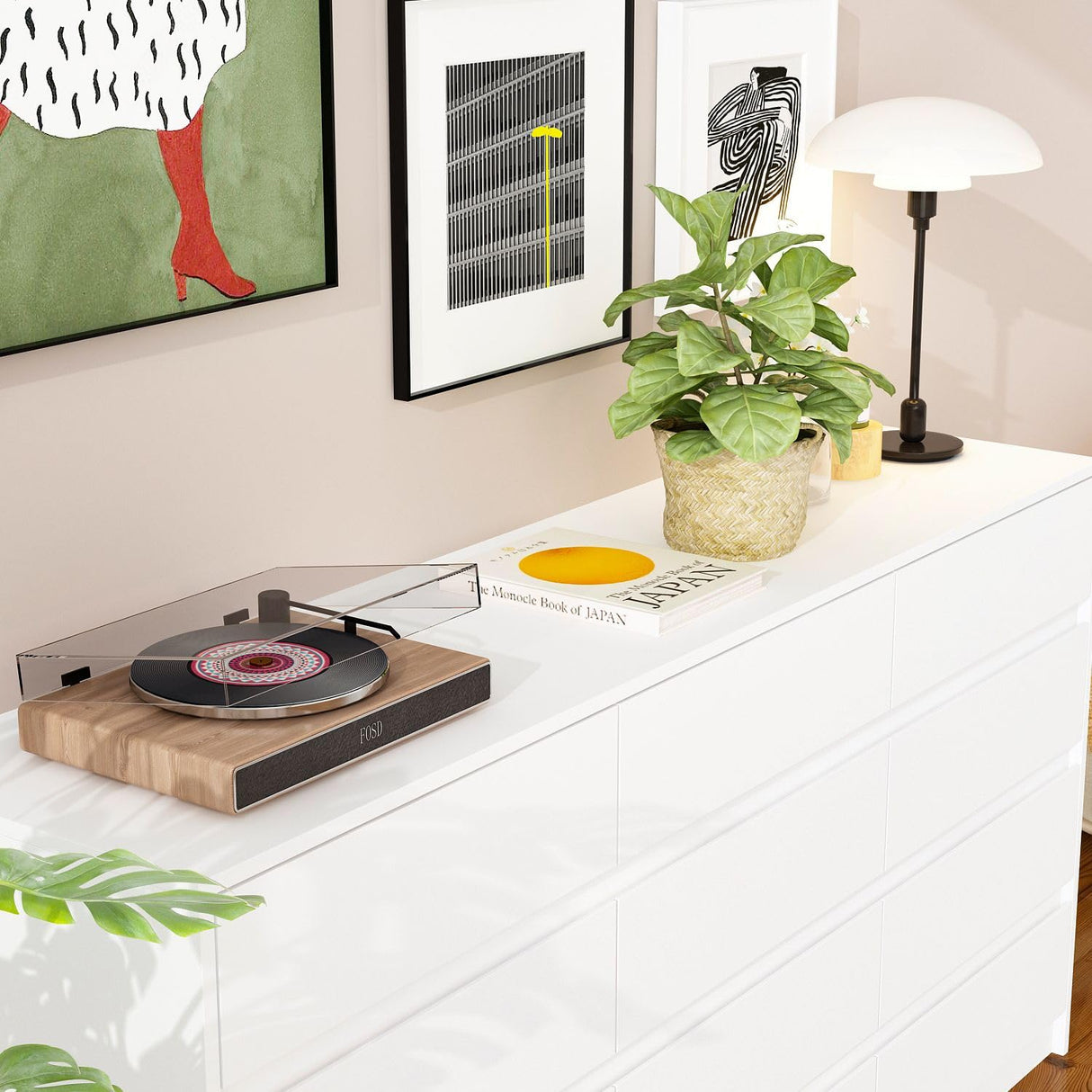 FAMAPY Chest of Drawers White 12 Drawer Dresser No Handle, Modern Contemporary 12-Drawer Cabinet Dresser for Bedroom (63" W x 15.7" D x 31.9" H) FAMAPY