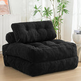 MAXYOYO Folding Sofa Bed, Convertible Sleeper Chair with Pillow Foldable Mattress with Back Support, Portable Fold Out Sofa Couch Fuzzy Fabric Comfy Floor Sofa Lounge for Living Room Apartment, Black MAXYOYO
