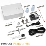 Ovaga 55PSI Ultra-Silent Airbrush Kit, Dual-Action Multi-Function Airbrush Set with Compressor for Painting Portable Air Brush Set for Cake Decoration Makeup Art Craft Nail Design Model Tattoo Ovaga