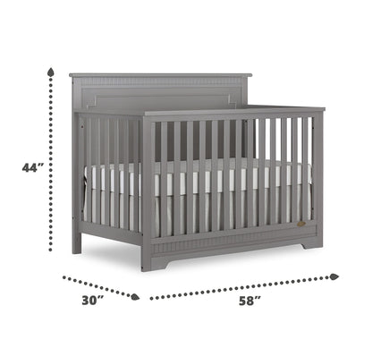 Dream On Me Morgan 5-in-1 Convertible Crib in Storm Grey, Greenguard Gold Certified 55x30x44.5 Inch (Pack of 1)