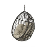 Roomfitters Outdoor Hanging Egg Chair with Woven Rattan Frame and Plush Cushion, Stand Not Included, Brown roomfitters