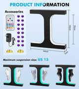 Meticuloso Levitating Shoe Display Stand, Hanging Shoe Rack LED Floating Shoe Display, for Shoe Weight <550g Magnetic Levitating Sneaker Stand for Shoes Collectors Advertising Exhibition Shoe Meticuloso