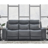 Signature Design by Ashley Mindanao Contemporary Leather Match Upholstered Power Reclining Sofa with Adjustable Headrest and USB Ports, Gray Signature Design by Ashley