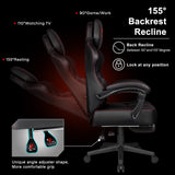 VITESSE Big and Tall Gaming Chair 400lb Weight Capacity with Footrest, Ergonomic Video Game Chair for Adults with Oversized Headrest and Lumbar Pillow, Computer Chair Gaming for Office (Black+Red) VITESSE
