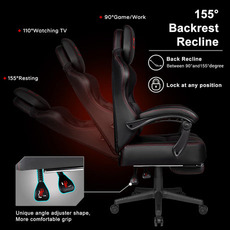 VITESSE Big and Tall Gaming Chair 400lb Weight Capacity with Footrest, Ergonomic Video Game Chair for Adults with Oversized Headrest and Lumbar Pillow, Computer Chair Gaming for Office VITESSE