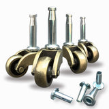 LUXUFUL 1" Swivel Stem Ball Caster Wheel, Zinc Alloy Castor for Furniture Socket Type Mounting Stem, Antique Brass, 353lbs, Pack of 4 LUXUFUL