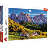 Trefl Val di Funes Valley, Dolomites, Italy 1500 Piece Jigsaw Puzzle Red 33"x23" Print, DIY Puzzle, Creative Fun, Classic Puzzle for Adults and Children from 12 Years Old Trefl