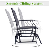 Backyard Expressions 2-Person Outdoor Glider Bench, Patio Double Swing Rocking Chair Loveseat w/Powder Coated Steel Frame for Backyard Garden Porch, Black Frame - Heathered Grey Sling Fabric BACKYARD EXPRESSIONS PATIO · HOME · GARDEN