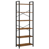 VASAGLE Industrial 6-Tier Tall Bookshelf with Steel Frame in Rustic Brown and Black VASAGLE