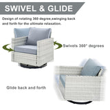 HUMMUH 9 Piece Patio Furniture Set All Weather PE Wicker Outdoor Sofa,Patio Chairs,Swivel Rocker Chairs,Tables for Porch,Garden,Backyard HUMMUH