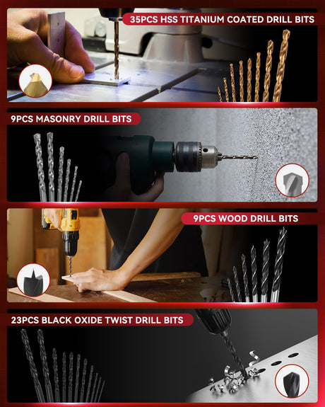 KingTool 400 Pcs Drill Bit Set - Drill Bits Screwdriver Bit Set Case with Drawer, Bit Set Designed for Various Drilling & Screw Driving Tasks for Metal, Wood, Masonry, Perfect for DIY Projects KingTool