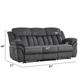 CANMOV Recliner Sofa Set, Manual Reclining Sofa with Overstuffed Armrest for Living Room,Bedroom Furniture,Office,3 Seat Grey CANMOV