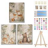 xcemhil 3 Pack Paint by Numbers Kit for Adults, Framed Paint by Number Animals, Fox and Bear Number Painting Kit for Beginners for Gift and Home Wall Decor 8x12 Inch xcemhil
