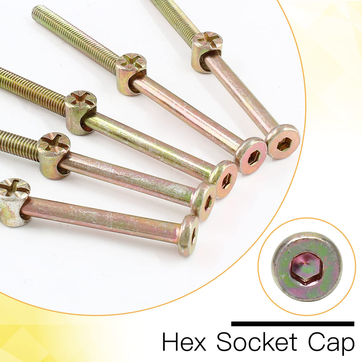 Coufce 10Pcs M6 x 100mm Bunk Bed Bolts,Hex Drive Socket Cap Furniture Bolts Barrel Nuts Set for Headboard, Bed Frame,Furniture (Zinc Plated) Coufce