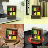 RAQWI Cute Mini Bookshelf Figurine for Living Room, Shelf Decor With Cat Design for Cat Lovers RAQWI