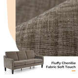 VINGLI Couches for Living Room, Brown 71" Small Sofa Mid Century Modern Couches 3 Seater Comfy Couch Upholstered Soft Chenille Floor Couch for Bedroom, Apartment, Office VINGLI