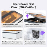 WECREAT Vision Laser Engraver with Fume Extractor, 20W 4-in-1 Desktop Diode Laser Engraver and Cutter with Smart Camera, Rotary, CleanAir, Auto-Lifting Enclosure, Air Assist and Laser Bed WECREAT