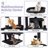 Cat Tree 70 Inches Cat Tower for Indoor Cats Multi-Level Cat Condo with Litter Box Enclosure,Scratching Posts for Indoor Cats (Dark Gray) XXkseh