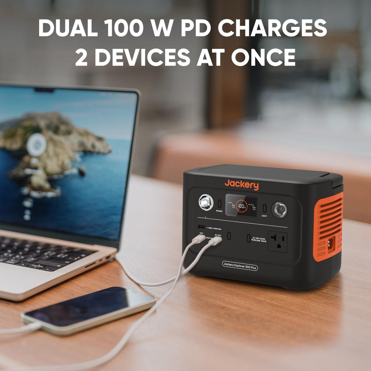 Jackery Explorer 300 Plus Portable Power Station, 288Wh Backup LiFePO4 Battery, 300W AC Outlet, 3.75 KG Solar Generator for RV, Outdoors, Camping, Traveling, and Emergencies (Solar Panel Optional) Jackery