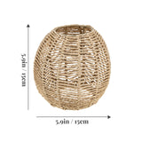 4Pcs Rattan Lamp Shade, Woven Pendant Lamp Shade, Wicker Drum Lamp Shade, Small Woven Lampshade for Floor Lamps, Pendant Light, Chandelier, Desk lamp, Wall Sconces Light Fixture Replacement STOBAZA