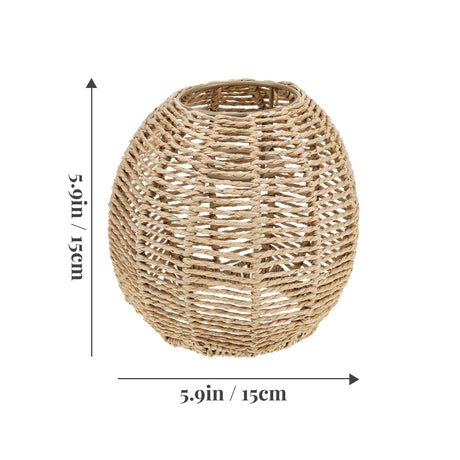 4Pcs Rattan Lamp Shade, Woven Pendant Lamp Shade, Wicker Drum Lamp Shade, Small Woven Lampshade for Floor Lamps, Pendant Light, Chandelier, Desk lamp, Wall Sconces Light Fixture Replacement STOBAZA