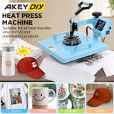 AKEYDIY Heat Press, 15x15 Shirt Press Machine with 30 OZ Tumbler Attachment, 5 in 1 Sublimation Shirt Printing hat and Mug Heat Press Digital Heat Press Machine for T Shirts/Tumbler/Mug/Cap/Plate AKEYDIY