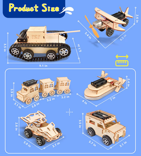 6-in-1 STEM Kits for Kids Age 8-12, Educational STEM Toys for Boys and Girls, Wooden Building Kit for Kids STEM Science Experiments Kit, Ideal Christmas Birthday Gifts for 8 9 10 11 12 13 Year Old FliipFlaap