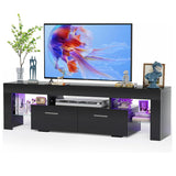 LED TV Stand for Up to 70-inch TV, Modern TV Console Table with Entertainment Center for Bedroom, Living Room(Black, 63 inch) HOUAGI