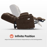 MCombo Dual Motor Power Lift Recliner Chair with Massage and Dual Heating, Adjustable Headrest for Big and Tall Elderly People, Fabric 7634 (Coffee, Large-Regular) MCombo