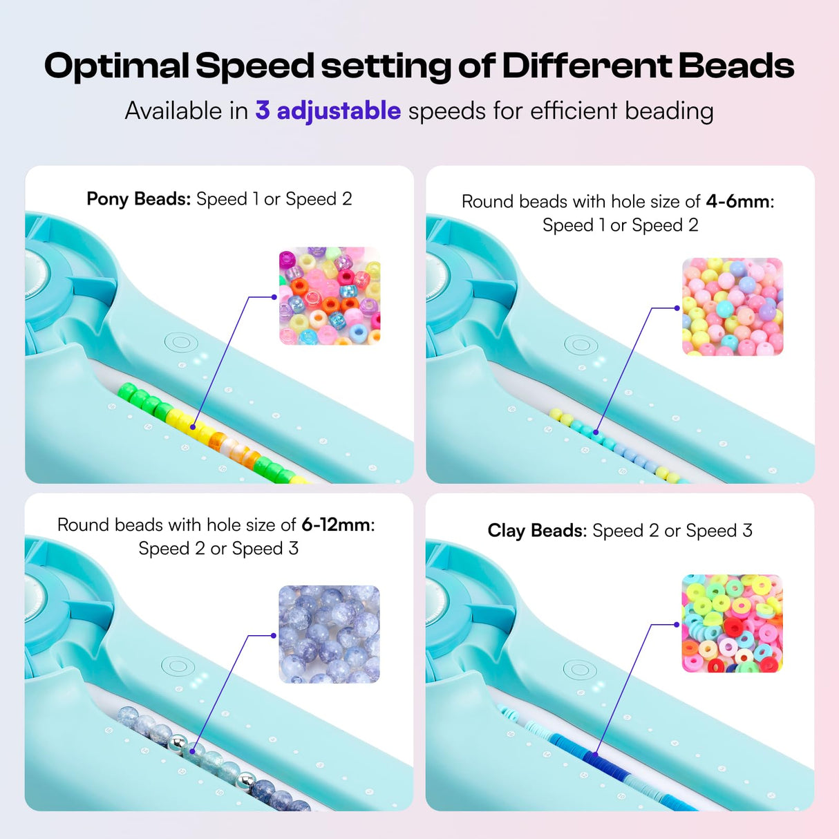 Caydo Bead Spinner with Bead Board, G1 Electric Channel Bracelet Jewelry Spinner Kit for Bracelets Designing and Making, Suitable for Pony Beads, Seed Beads, Round Glass Beads Caydo