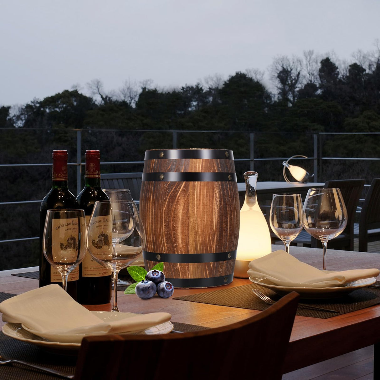 Yardwe Wooden Whiskey Barrels Bucket Wine Barrels Planters Flower Planter Plant Pots Boxes Container Water Wishing Well Pail Garden Backyard Primitive Planter Outdoor Indoor Home Decor Yardwe