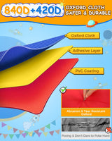 Whubefy Inflatable Bounce House Obstacle Course for Big Kids 3-6 8-12 with Large Slide, Racing Crawl Tunnels, Giant Bouncy Castle with 680W Blower for Backyard Outdoor 18.0x8.2x6.6 ft Whubefy