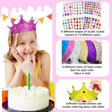 Cayton 26 Pcs Foam Princess Crowns, Sparkly Foam Crowns with Stickers, DIY Birthday Craft for Girls Kids Cayton