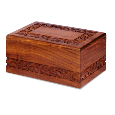 S.B.ARTS Wooden Keepsake Urn Box, Cremation Urns for Human Ashes, Handcarved Decorative Memorial Urn, Wood Casket Urn for Pets, Cat, Infant, Adult