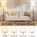 Raexpectis Modern Floor Lamp with Adjustable Brightness, Remote Control, Black, LED Bulbs, White Shade, Foot Switch, Easy Assembly Raexpectis